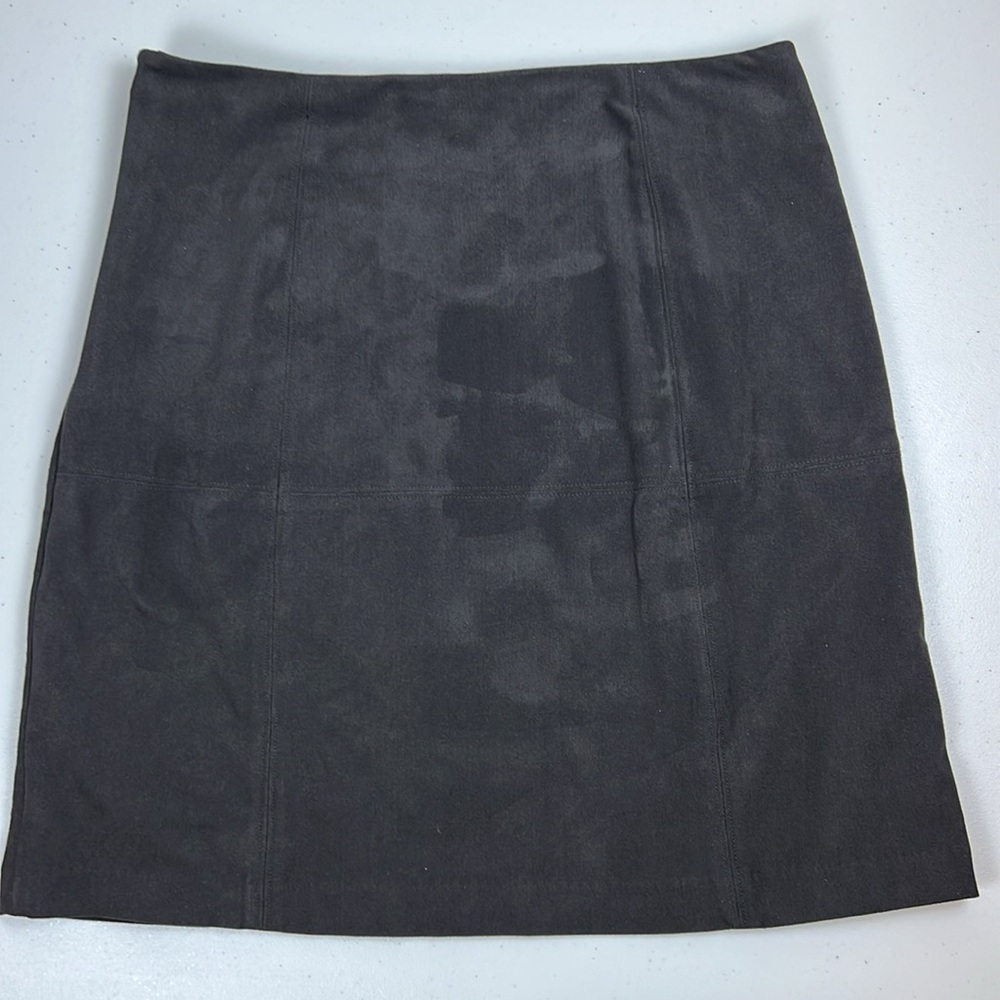 J.Jill faux suede‎ classic dark brown skirt with stretch EUC